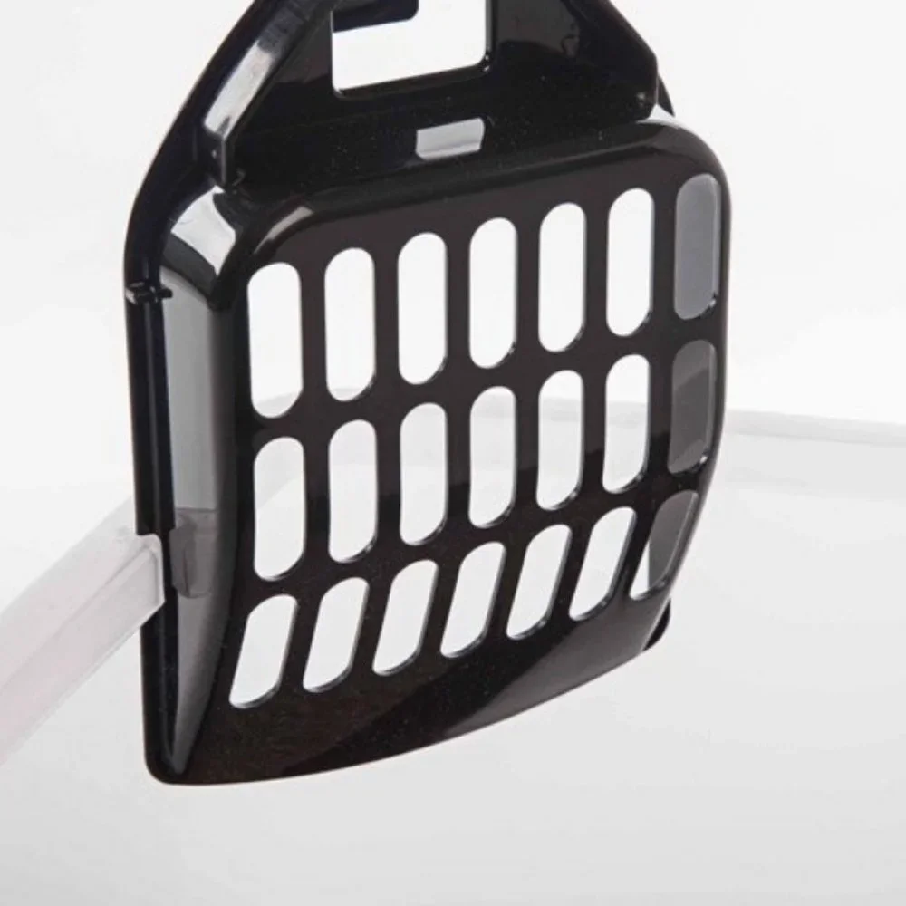 Open-Top Cat Litter Box with Shield and Scoop, Black